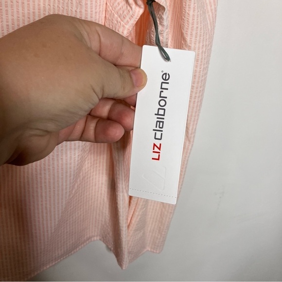 Liz Claiborne seersucker puffed sleeves blouse long sleeve size small - Picture 5 of 9